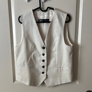 Zara Cream Buttoned Vest
